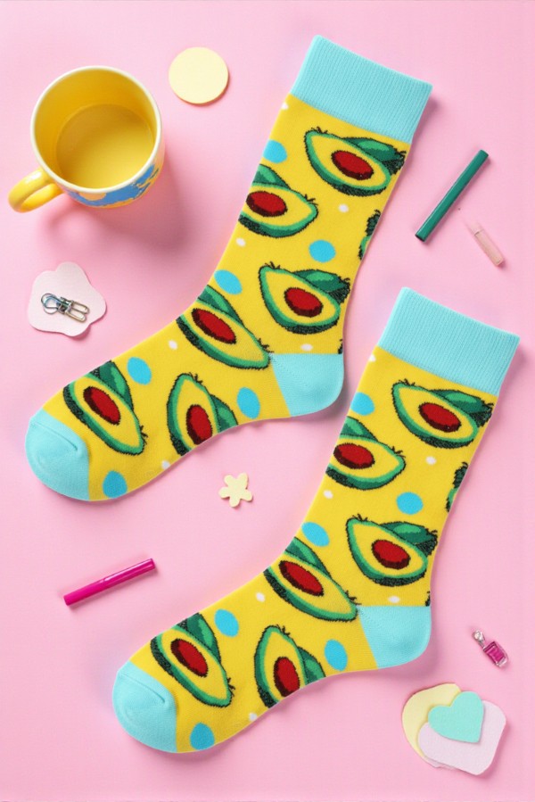 Κάλτσα Unisex με Σχέδιο Avocado