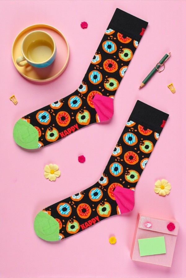 Κάλτσα Unisex με Σχέδιο Donats Pink