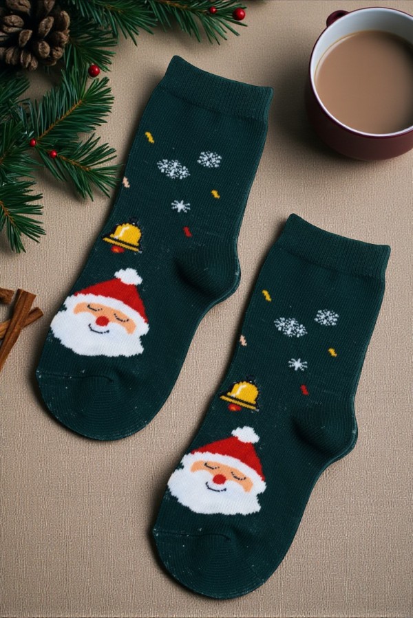 Παιδικές Χριστουγεννιάτικες Κάλτσες με Σχέδιο Άγιο Βασίλη και Βεντουζάκια