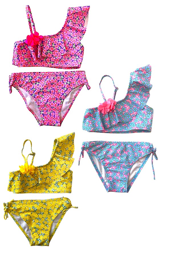 Παιδικό Μαγιό Μπικίνι με Βολάν & Λουλούδι - Floral Prints