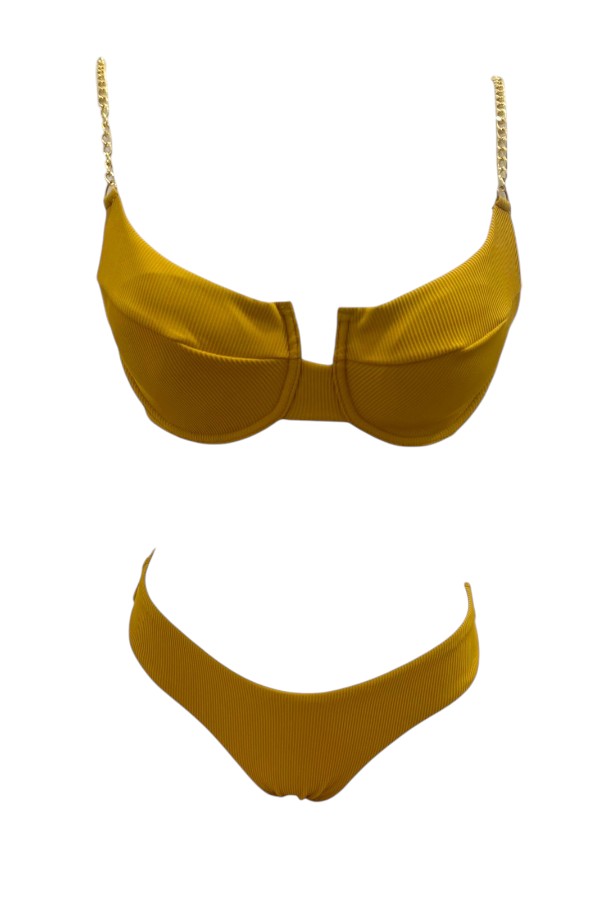 Γυναικείο Μαγιό Bikini με Αλυσίδα  - Μουσταρδί