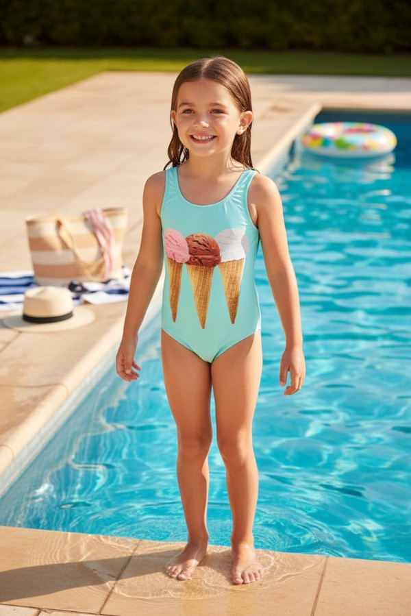 Παιδικό Ολόσωμο Μαγιό με Σχέδιο Παγωτά