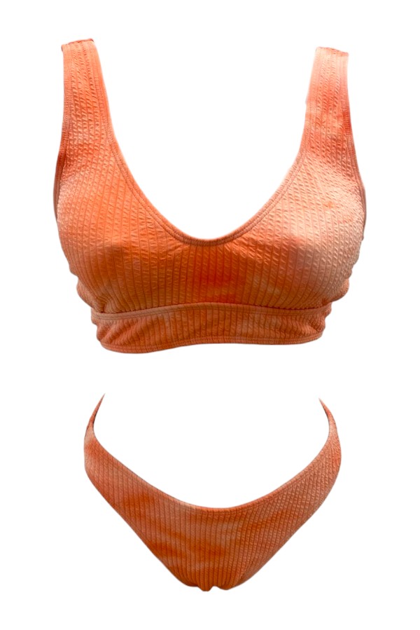 Γυναικείο Μαγιό Bikini Ribbed Tie Dye - Πορτοκαλί