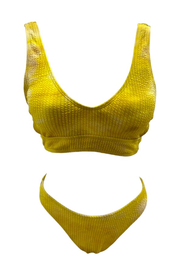 Γυναικείο Μαγιό Bikini Ribbed Tie Dye - Κίτρινο