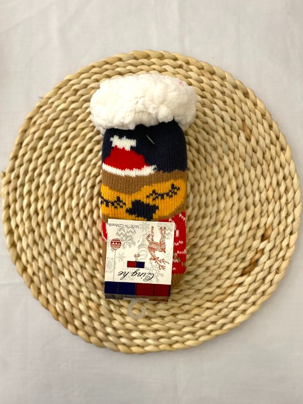 Βρεφικά Χριστουγεννιάτικα Καλτσάκια με Γούνα & Αντιολισθητική Σόλα