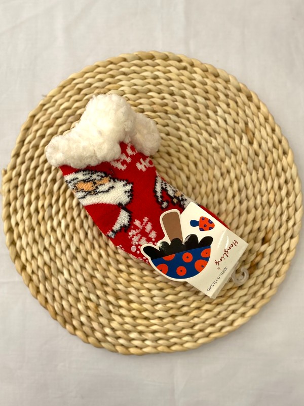 Βρεφικά Χριστουγεννιάτικα Καλτσάκια με Γούνα & Αντιολισθητική Σόλα