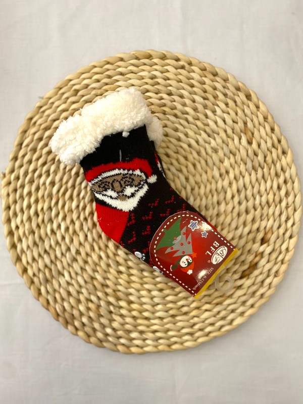 Βρεφικά Χριστουγεννιάτικα Καλτσάκια με Γούνα & Αντιολισθητική Σόλα