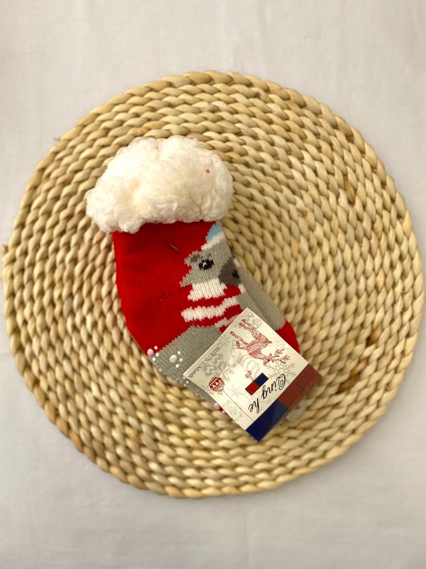 Βρεφικά Χριστουγεννιάτικα Καλτσάκια με Γούνα & Αντιολισθητική Σόλα