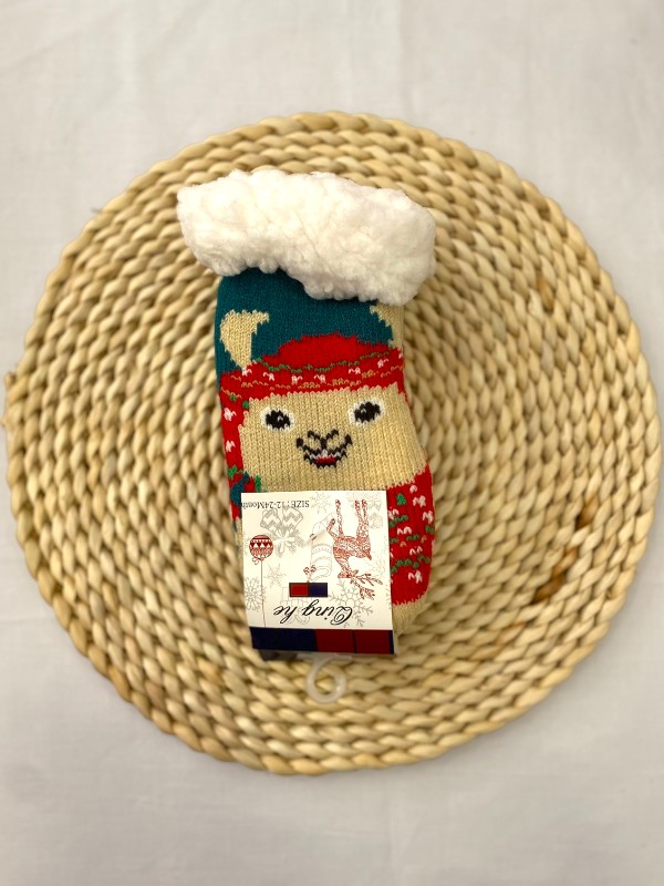 Βρεφικά Χριστουγεννιάτικα Καλτσάκια με Γούνα & Αντιολισθητική Σόλα