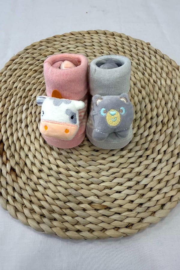Βρεφικές Καλτσούλες με Ζωάκια – Σετ 2 τμχ