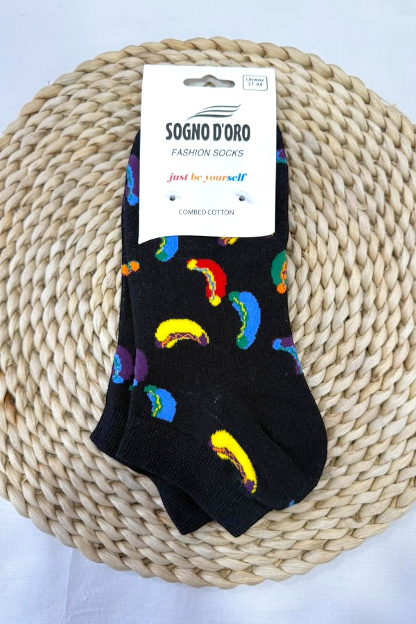 Κοντή Κάλτσα Unisex με Σχέδιο HotDog