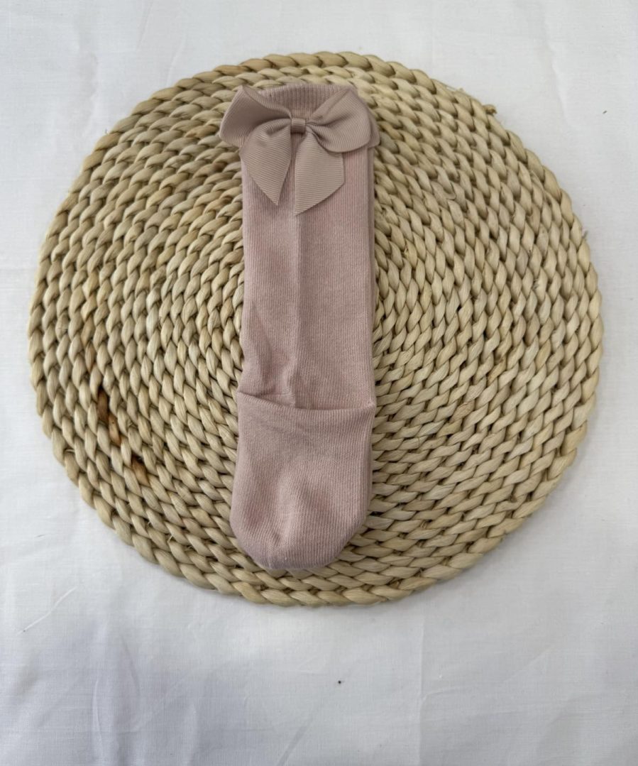 Βρεφικές κάλτσές με Φιόγκιο Πίσω - Ροζ