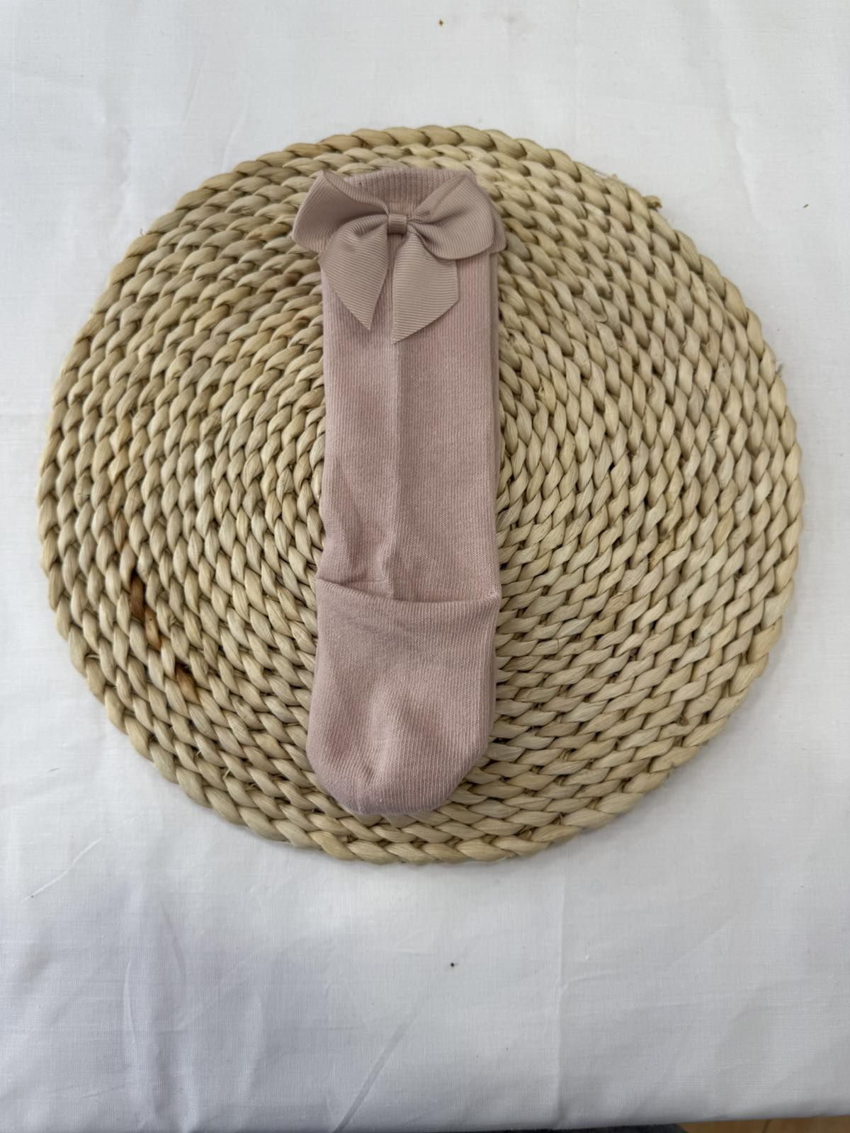 Βρεφικές κάλτσές με Φιόγκιο Πίσω - Ροζ