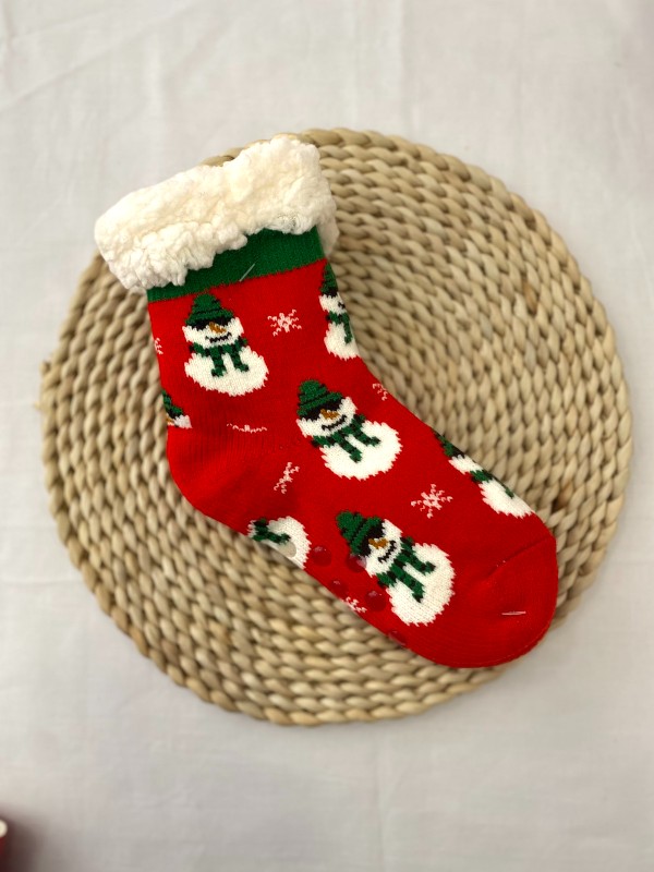 Παιδικά Χριστουγεννιάτικα Καλτσάκια με Γούνα & Αντιολισθητική Σόλα