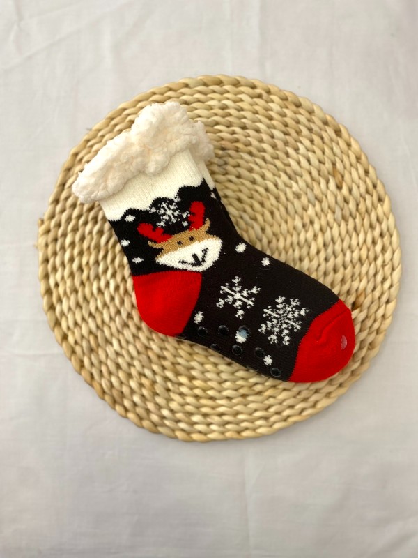 Παιδικά Χριστουγεννιάτικα Καλτσάκια με Γούνα & Αντιολισθητική Σόλα