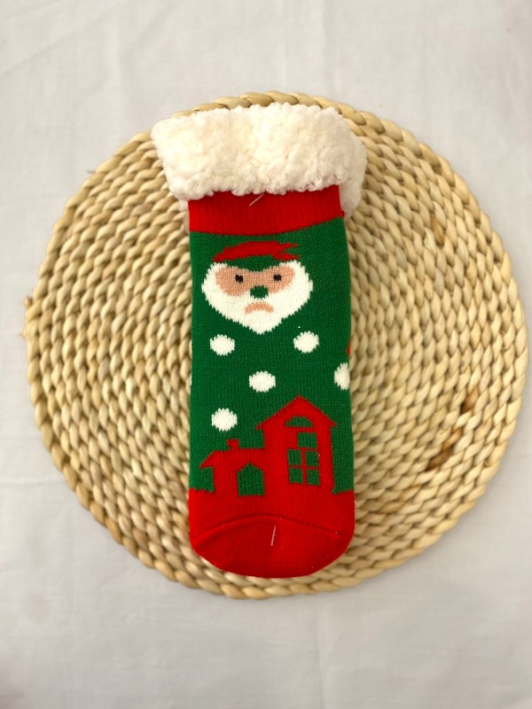 Παιδικά Χριστουγεννιάτικα Καλτσάκια με Γούνα & Αντιολισθητική Σόλα