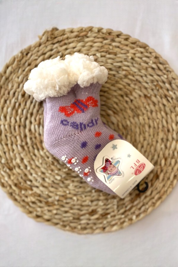 Βρεφικά Καλτσάκια με Γούνα & Αντιολισθητική Σόλα