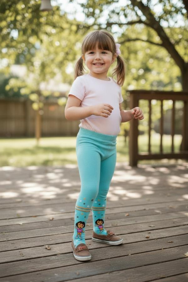 Παιδικό Καλσόν Dora the Explorer – Άσπρο / Μπορντό με Αστεράκια