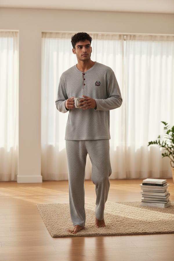 Ανδρική Rib Πιτζάμα - Γκρι