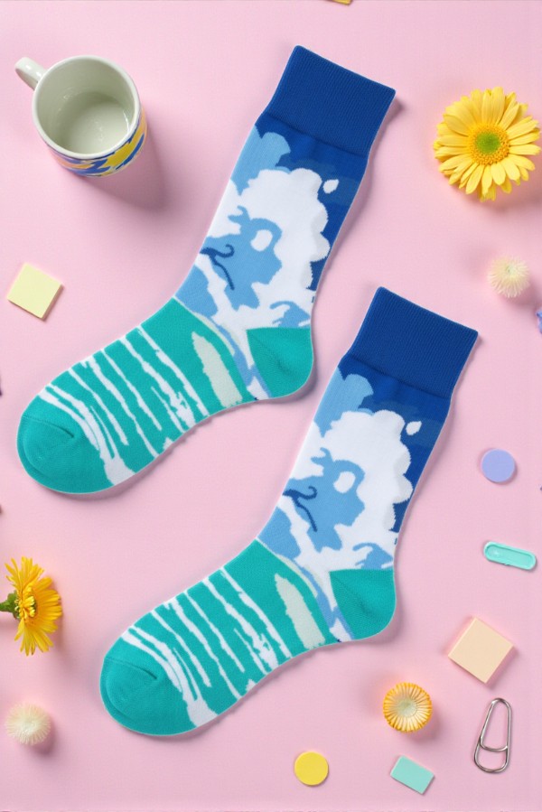 Κάλτσα Unisex με Σχέδιο Συννεφάκια