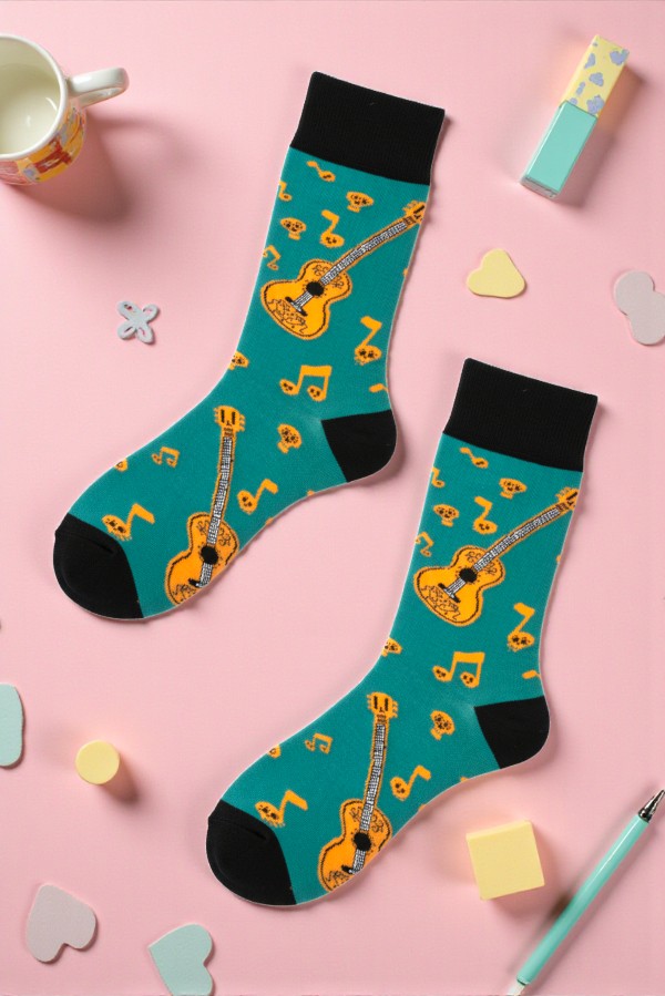 Κάλτσα Unisex με Σχέδιο Κιθάρες