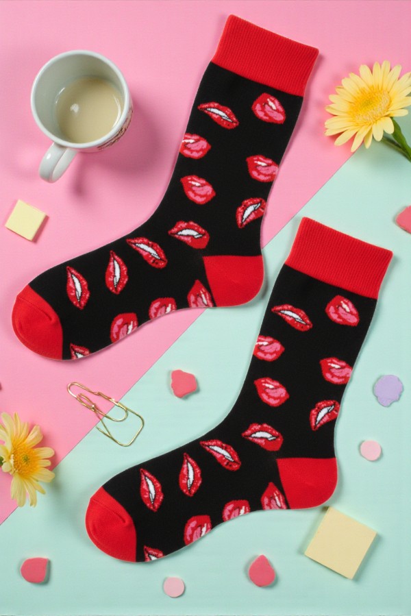 Κάλτσα Unisex με Σχέδιο Red Lips