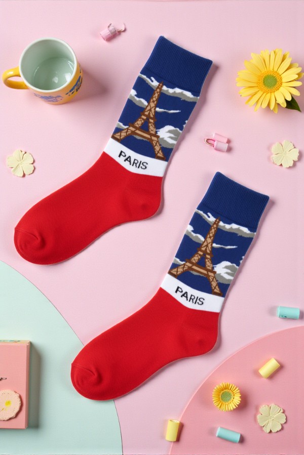 Κάλτσα Unisex με Σχέδιο Paris