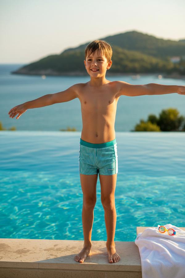 Παιδικό Μαγιό Μπόξερ με Σχέδιο Ρίγες - Βεραμάν