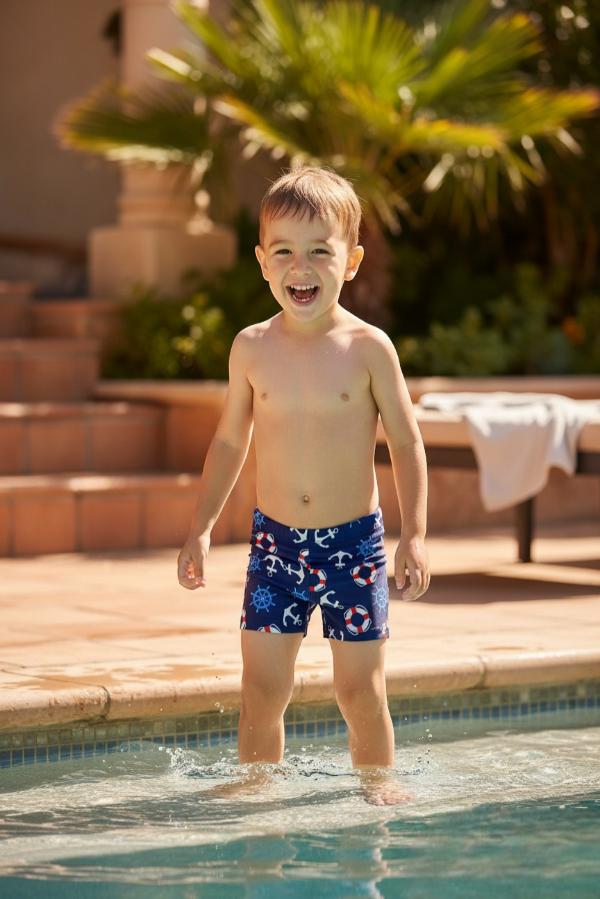 Παιδικό Μαγιό Μπόξερ με Σχέδιο Άγκυρες - Μπλε